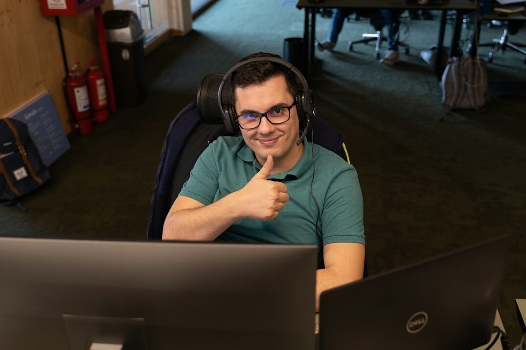 successful coder celebrating